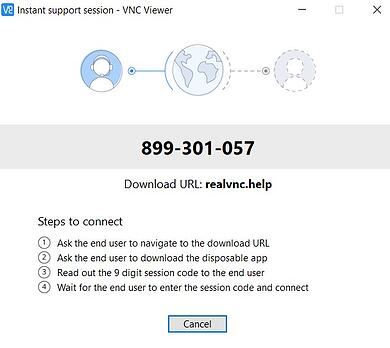 VNC Connect Instant Support code