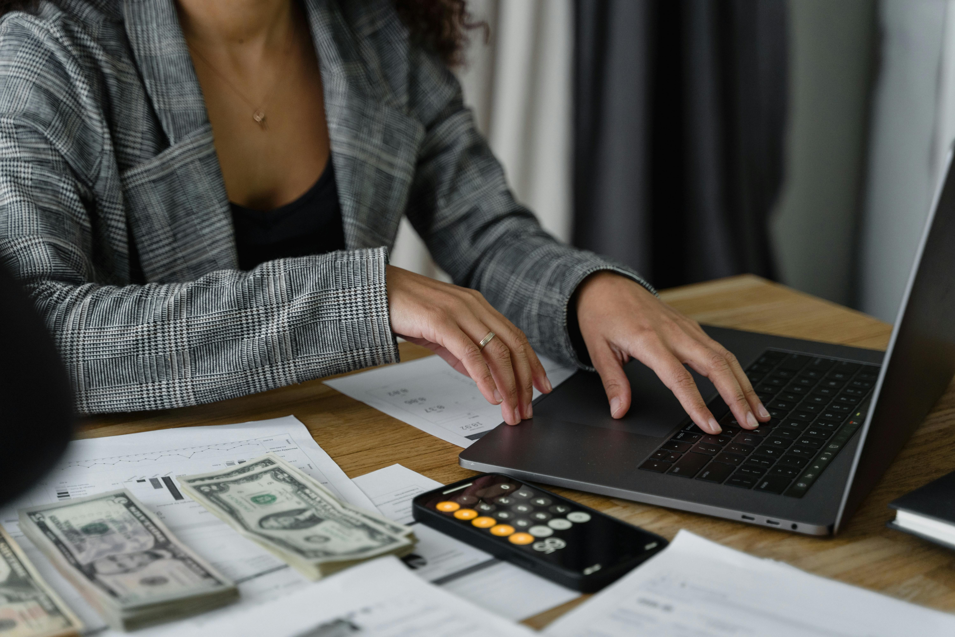 Woman working on laptop