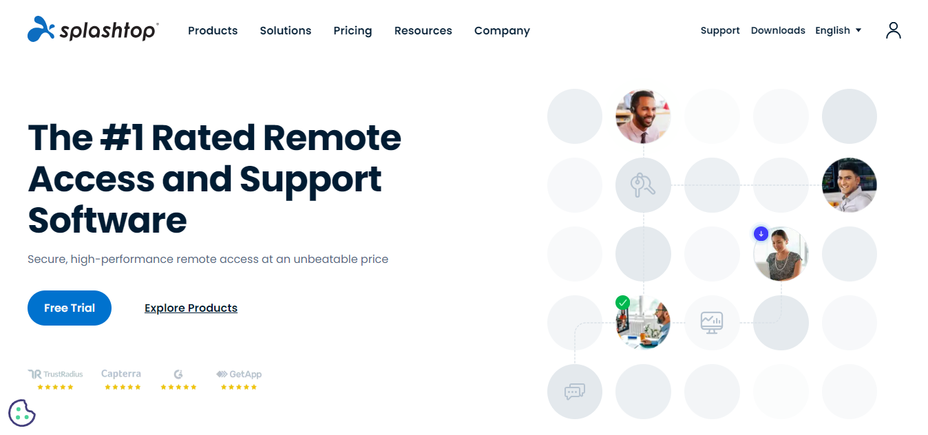 Image of the homepage of Splashtop