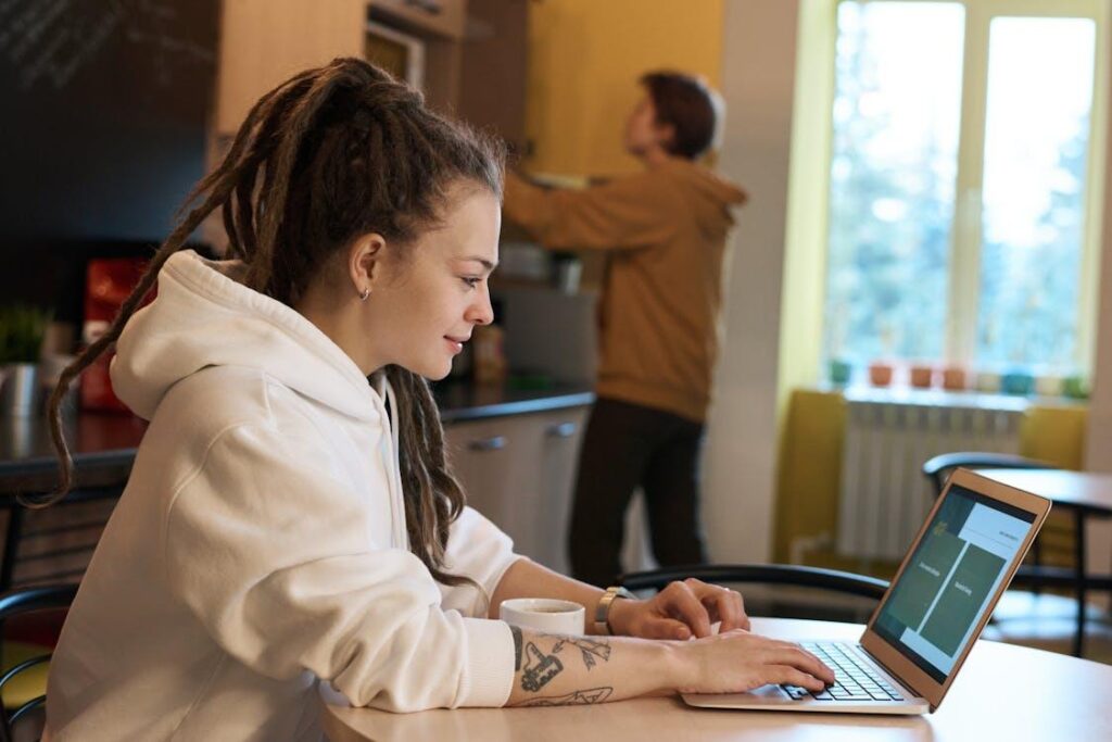 Image of a woman using a laptop