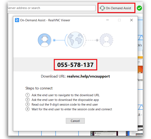 RealVNC on demand assist screenshot