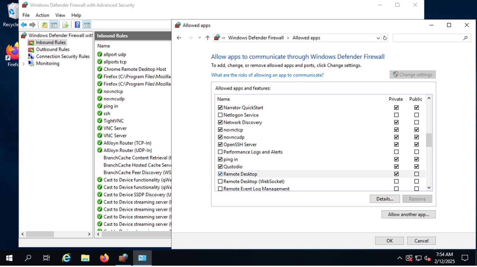 Windows Firewall Blocking RDP Traffic