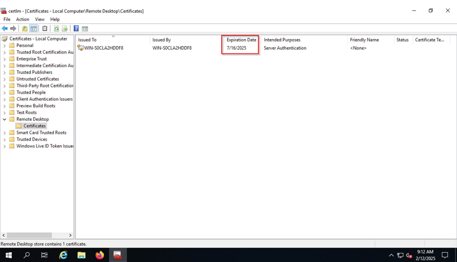 check that the certificate is valid