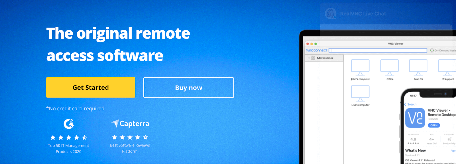 RealVNC Remote Access home page