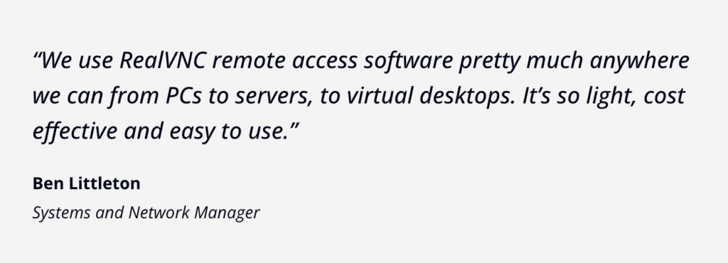testimonial quote from a RealVNC customer