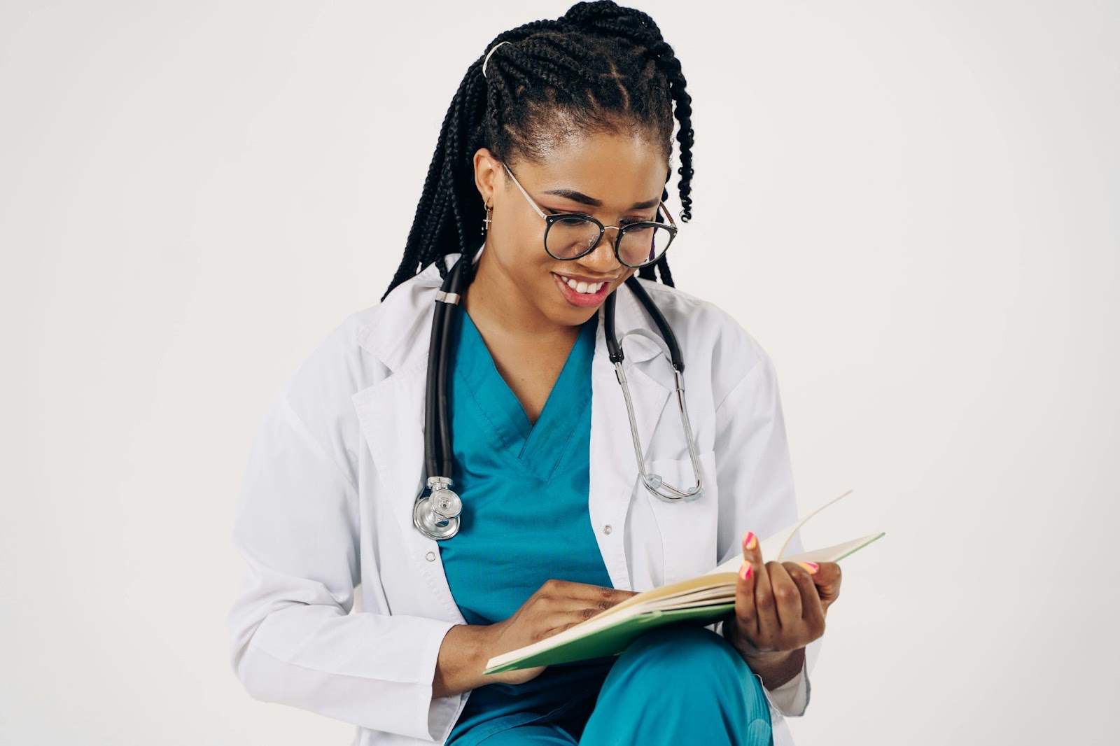 nurse reading a book