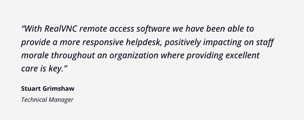 testimonial quote from a customer of RealVNC from a technical manager