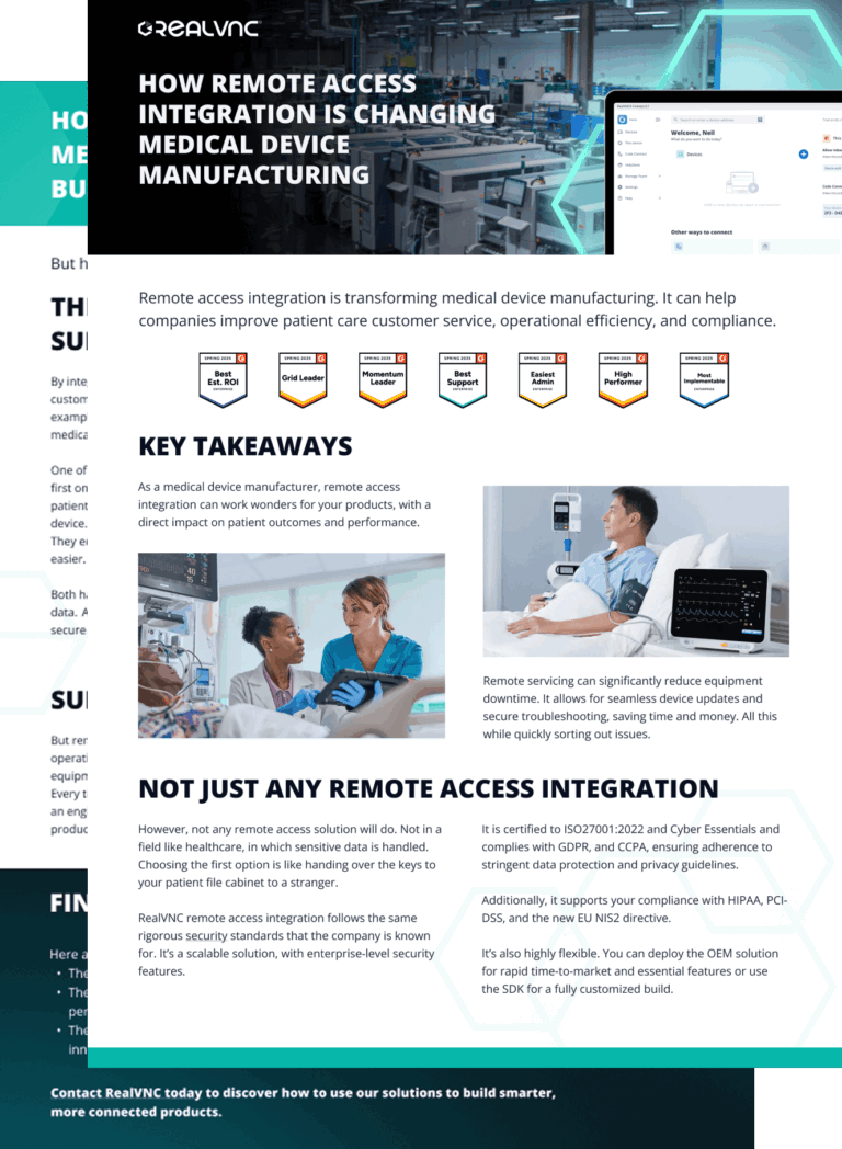 Remote Access Integration Guide for Medical Device Manufacturing - RealVNC®
