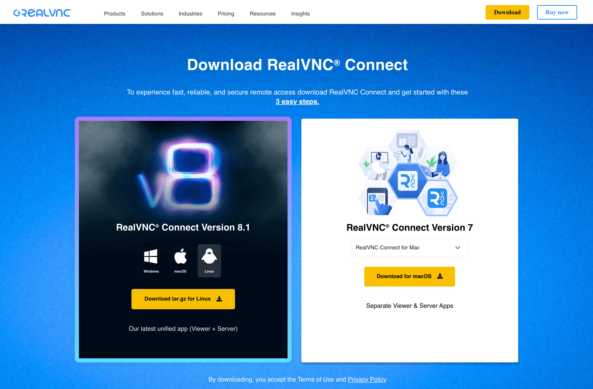 RealVNC connect download v8 screen