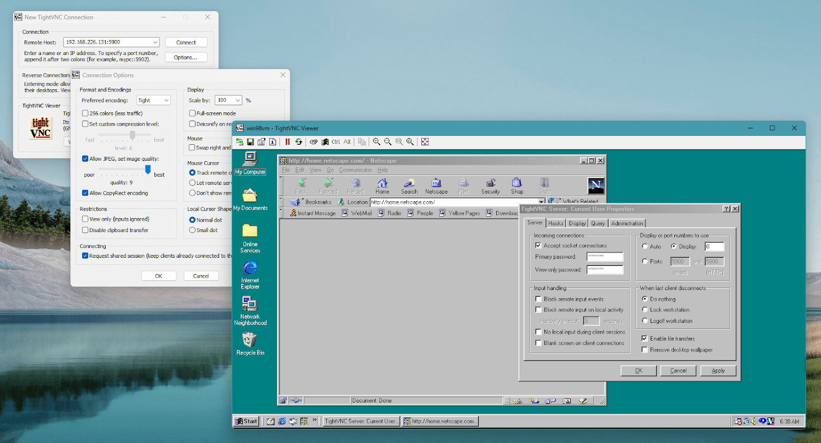 TightVNC legacy Windows remote session