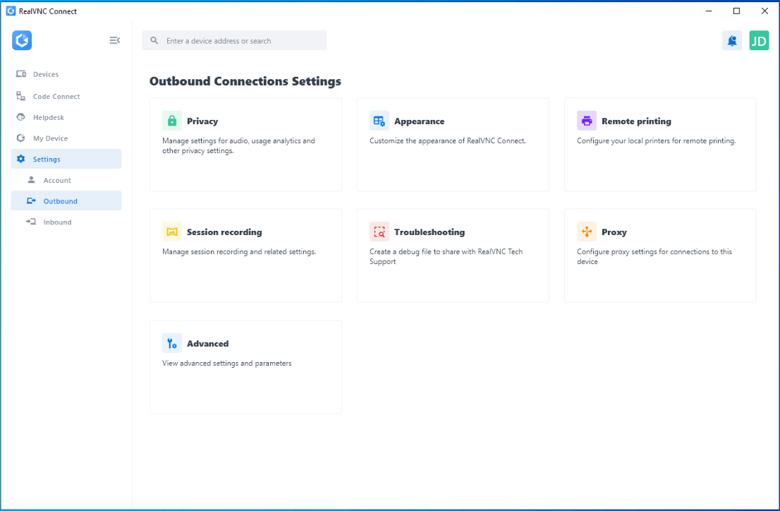 outbound connection settings