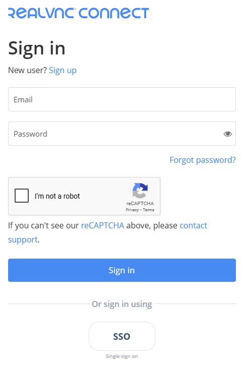 Sign in to RealVNC Connect