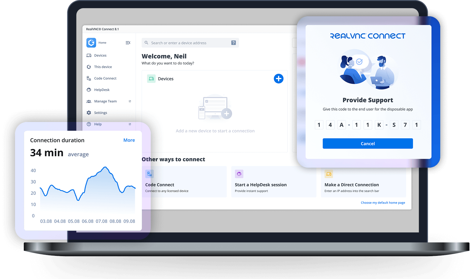 RealVNC remote access dashboard