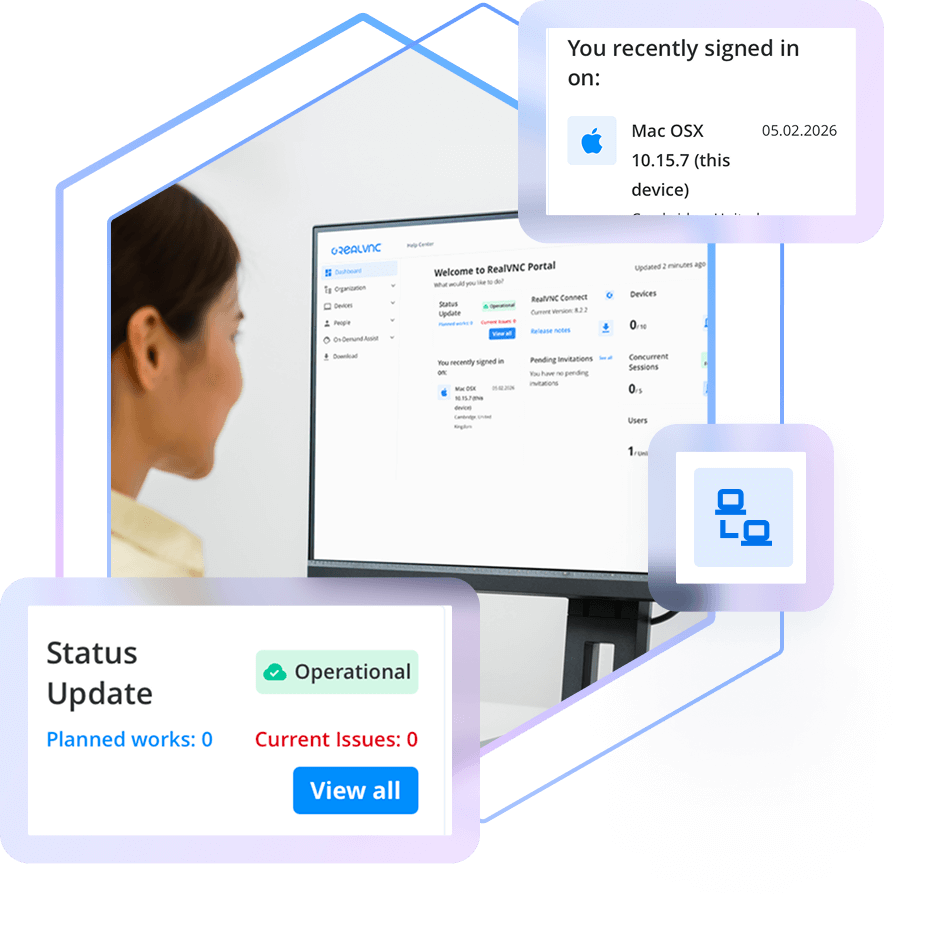 woman at monitor in full control of remote accss deployment