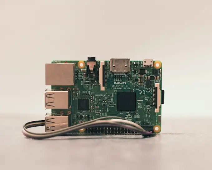 The topside of a Raspberry Pi PCB