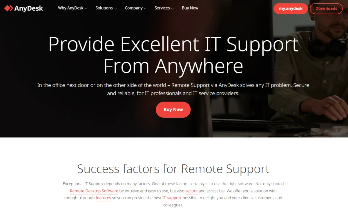 The Standard and Advanced AnyDesk pricing plans include active tech support.